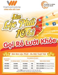 Mua Sim Lộc Phát 10 số Vietnamobile "Gọi rẻ - Lướt khỏe"